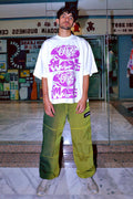 SMALL WORLD TEE 1.0 - NEON PURPLE ON OFF WHITE